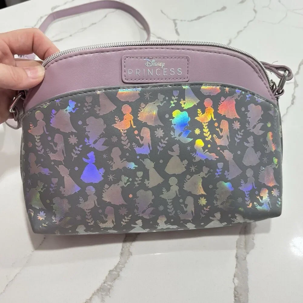 Disney Princess Purple Lilac Iridescent Holographic Foil Crossbody Bag GUC